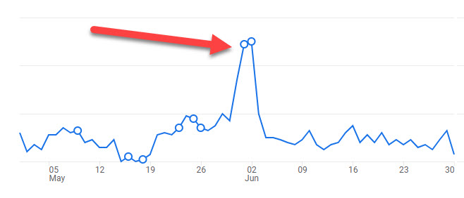 Seasonal Website Traffic Spike just prior to the June Pet Parade in La Grange